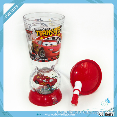 3D design Plastic Cups with Lids and Straws